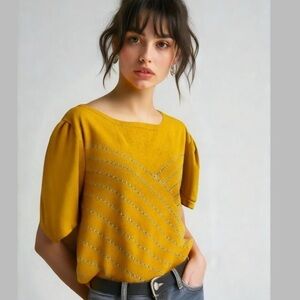 Madison Women's Size XL Short Sleeve Rhinestone Sweater